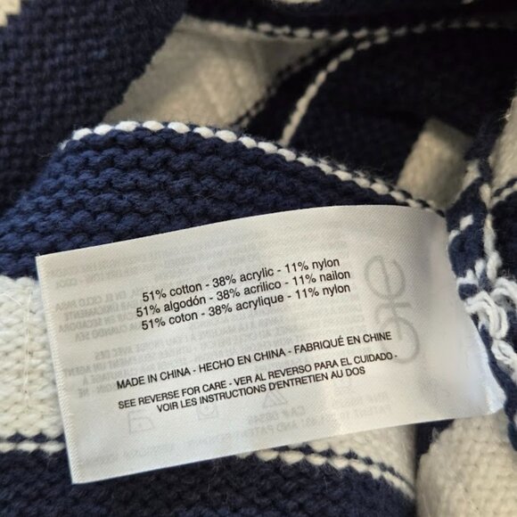 SAM EDELMAN Colleen Stripe Short Sleeve Cardigan knit blue Size Medium NWT - Picture 11 of 11